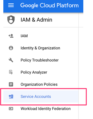Navigate to Service accounts