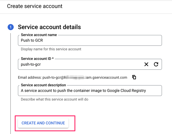 Create Service account